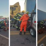 Colisão frontal entre carro e carreta deixa duas pessoas feridas na GO-080, em Goianésia